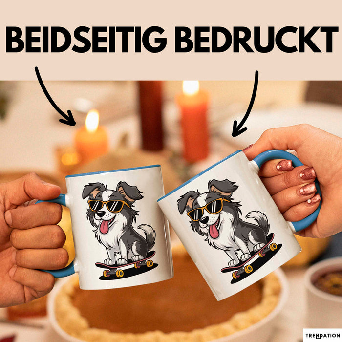 Hund Tierliebhaber Skateboard Tasse Geschenk Lustige Geschenkidee Spruch Blau Trendation