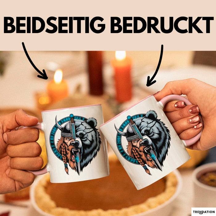 Nordischer Krieger Wikingerbär Tasse Geschenk Lustige Geschenkidee Spruch Rosa Trendation