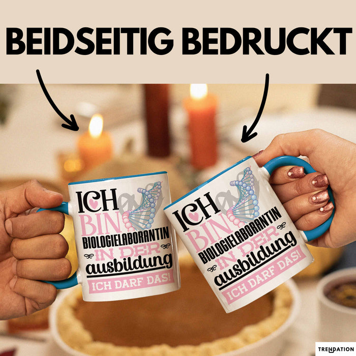 Biologielaborantin Ausbildung Start Geschenk Tasse Ich Bin Biologielaborantin In Der Ausbildung Ich Darf Das Kaffee-Becher Geschenkidee Blau Trendation