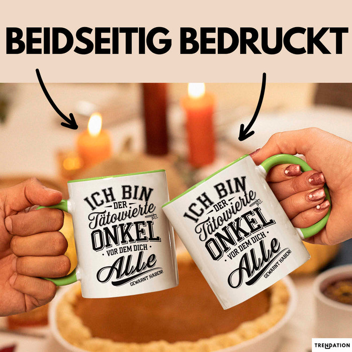 Tätowierter Onkel Tasse Geschenk Lustige Geschenkidee Spruch Grün Trendation