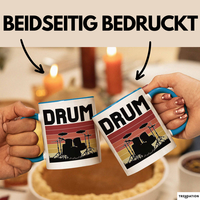 Drummer Schlagzeug-Spieler Geschenk Tasse Geschenkidee Kaffee-Becher Schlagzeuger Drum Blau Trendation
