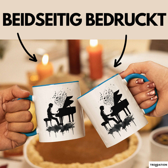 Klavier-Spieler Geschenk Tasse Grafik Piano Spielerin Geschenkidee Becher Blau Trendation