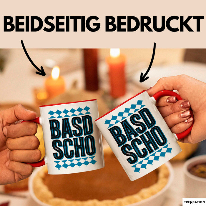 Deutschland München Bayern Bayerisch Tasse Geschenk Lustige Geschenkidee Spruch BASD SCHO Rot Trendation