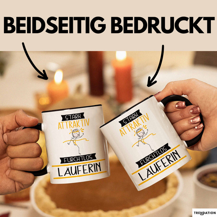 Läuferin Tasse Geschenk Becher Stark Attraktiv Furchtlos Läuferin Lustige Geschenkidee Trendation