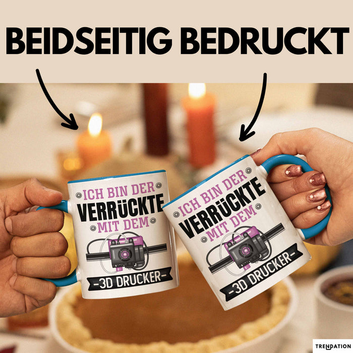 3D Drucker Tasse "Verrückte 3D Drucker" Geschenkidee für TechnikFans Blau Trendation