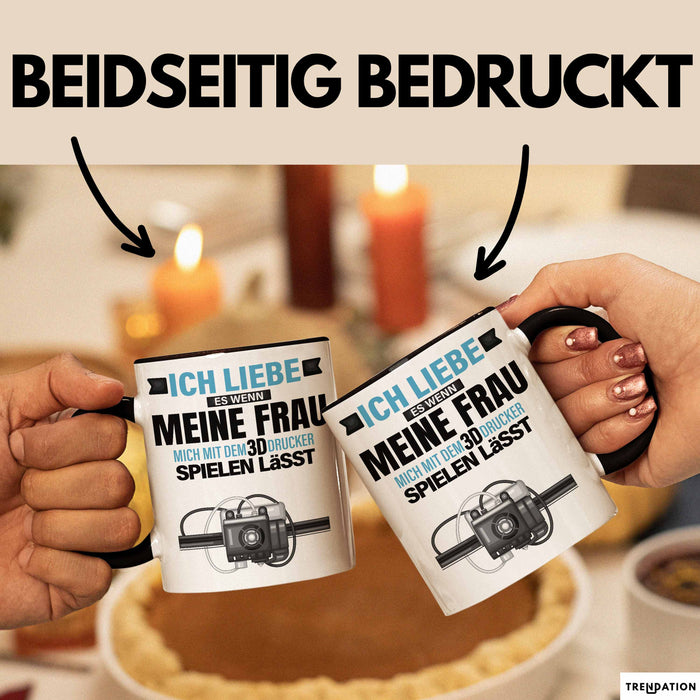 3D Drucker Tasse "Ich Liebe Meine Frau" Geschenk für Ehepartner und Technikfans Schwarz Trendation