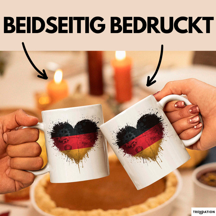 Deutschland Deutschlandflagge Herz Tasse Geschenk Lustige Geschenkidee Spruch Weiß Trendation
