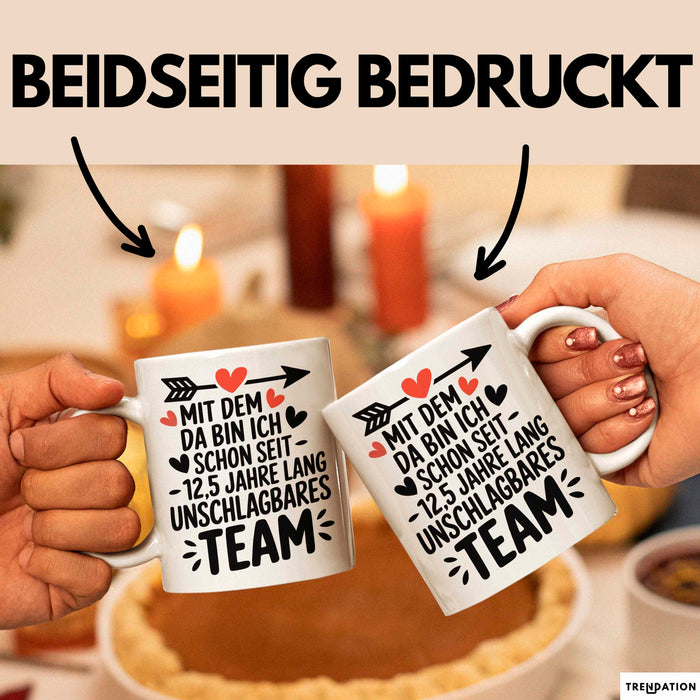 Romantische Pärchen Tasse Geschenk Team seit 12,5 Jahren Geschenkidee Lustig Weiß Trendation