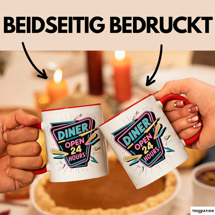 Diner Fan Tasse Geschenkidee für Retro Essen Liebhaber Rot Trendation