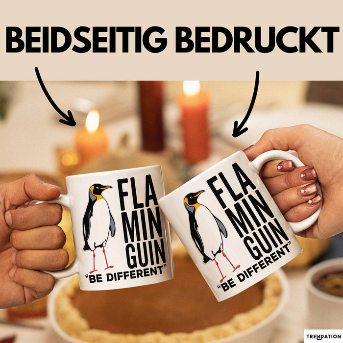 Pinguin Flamingo Tasse Geschenk Lustige Geschenkidee Spruch Flaminguin Weiß Trendation