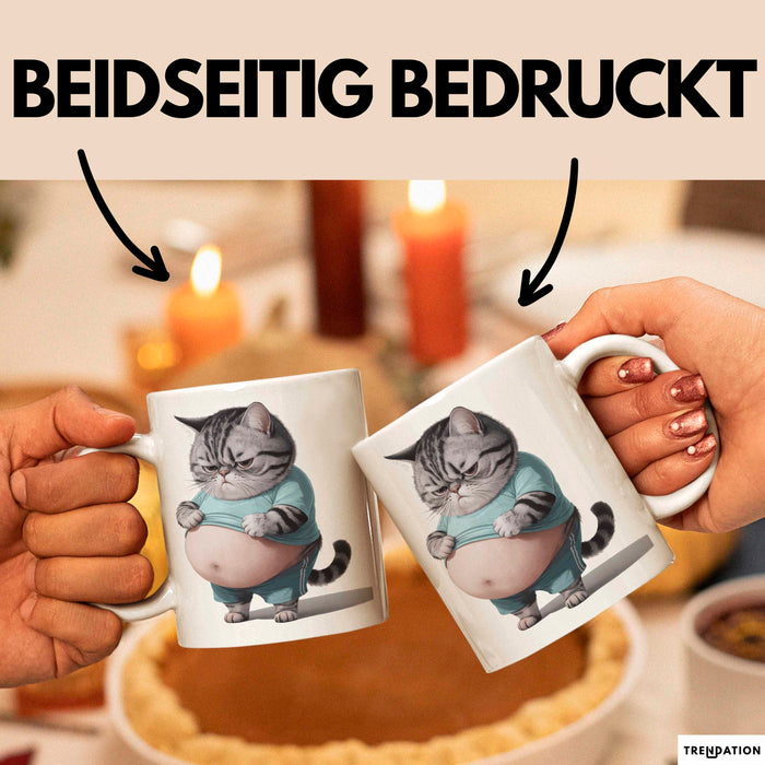 Dicke Fette Katze Kätzchen Besitzer Tasse Becher Geschenk Lustige Geschenkidee Spruch Weiß Trendation