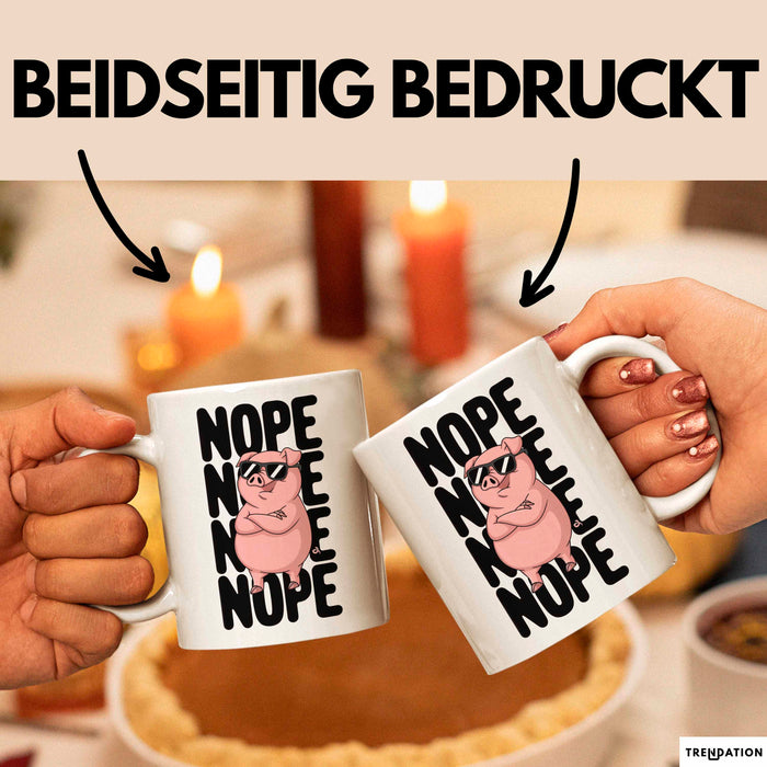 Schweinezüchter Schweine Tier Tasse Becher Geschenk Lustige Geschenkidee Spruch Nö Weiß Trendation