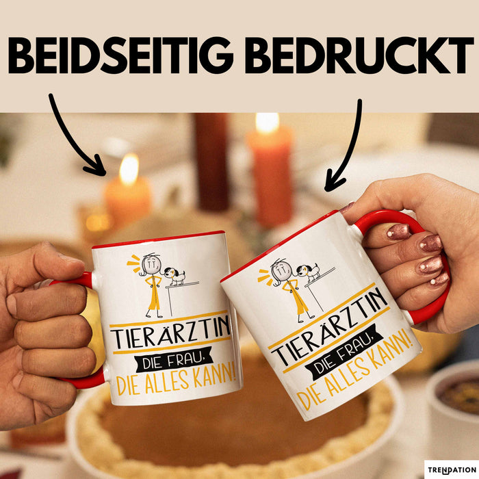 Tierärztin Geschenk Tasse Becher Die Frau Die Allen Kann Geschenkidee für eine Tierärztin Lustig Rot Trendation