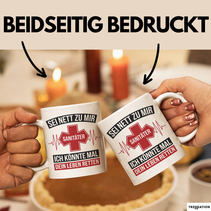 Sanitäter Tasse Geschenk Rettet Leben Notfalldienst Tasse Weiß Trendation