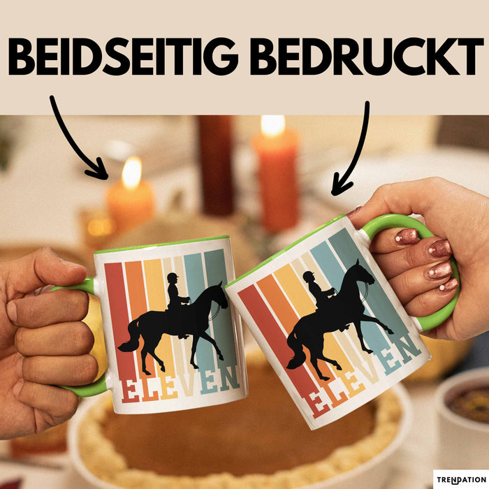 Tasse Geschenk Eleven Retro Pferd Spruch Lustiger Becher Grün Trendation