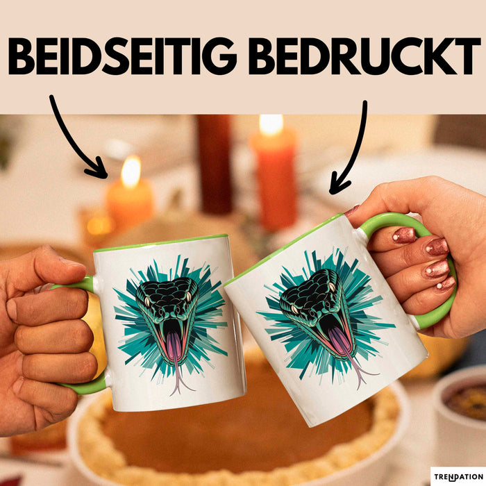 Reptil Schlange Tier Tasse Geschenk Lustige Geschenkidee Spruch Grün Trendation