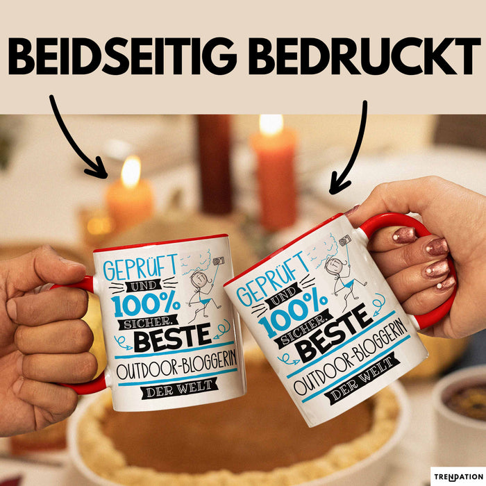 Beste Outdoor-Bloggerin Der Welt Tasse Geschenk für Eine Outdoor-Bloggerin Geprüft Und Sicher Geschenkidee Geburtstag Weihnachten Rot Trendation