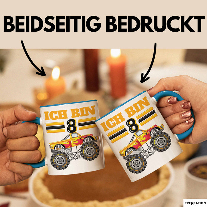 8. Geburtstag Geschenk Tasse Becher Jungs Trucks Geburtstagsgeschenk Ich Bin 8 Blau Trendation