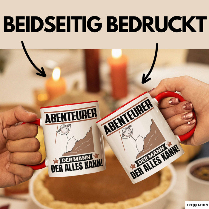 Abenteurer Tasse Geschenk für Abenteurer Der Mann Der Alles Kann Geschenkidee zum Geburtstag Rot Trendation