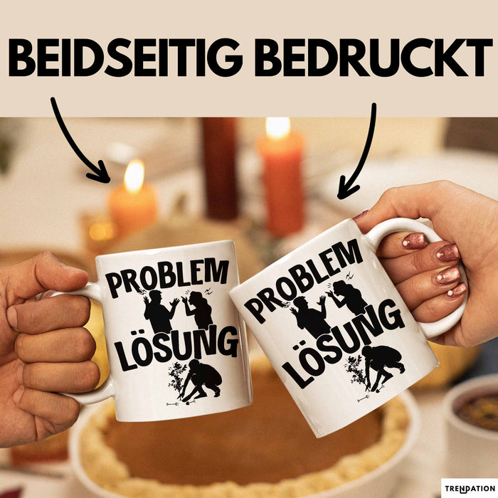 Gärtner Tasse Geschenk für Hobbygärtner Landschaftsgärtner Männer Geschenkidee Problem und Lösung Gartenarbeit Weiß Trendation