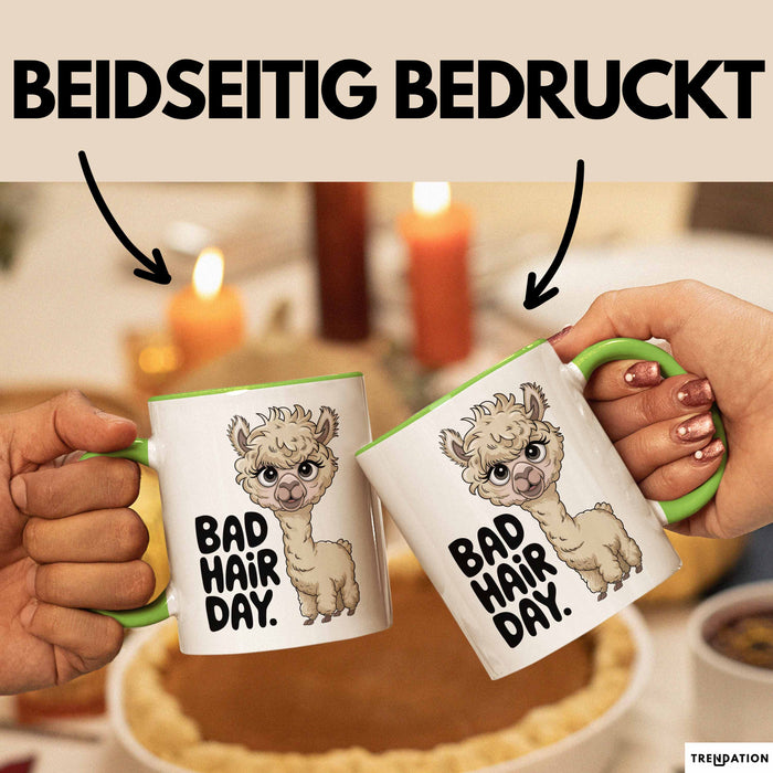Alpaka Liebhaber Tasse Geschenkidee für Tierfreunde Grün Trendation