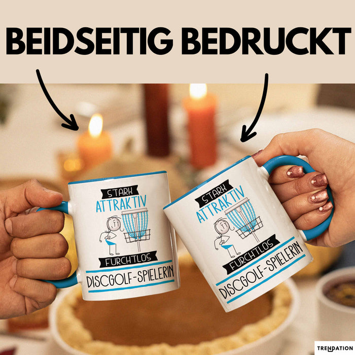 Discgolf-Spielerin Tasse Geschenk Becher Stark Attraktiv Furchtlos Discgolf-Spielerin Lustige Geschenkidee Blau Trendation