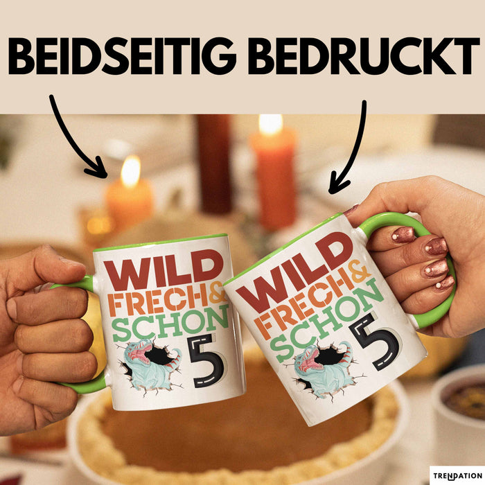 5. Geburtstag Geschenk Tasse Becher Wild Frech Und Schon 5 Grün Trendation