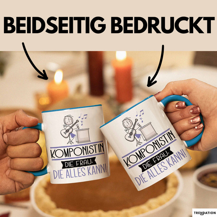 Komponistin Geschenk Tasse Becher Die Frau Die Allen Kann Geschenkidee für eine Komponistin Lustig Blau Trendation