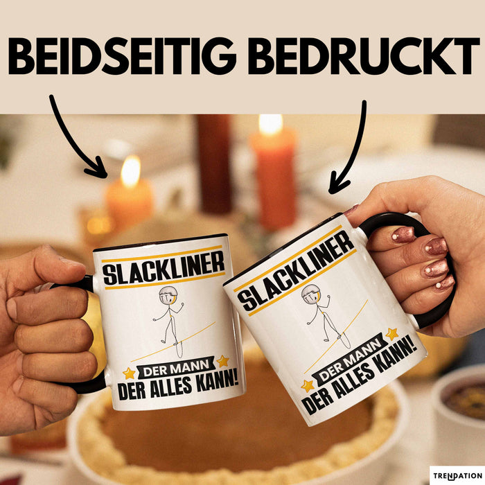 Slackliner Tasse Geschenk für Slackliner Der Mann Der Alles Kann Geschenkidee zum Geburtstag Schwarz Trendation