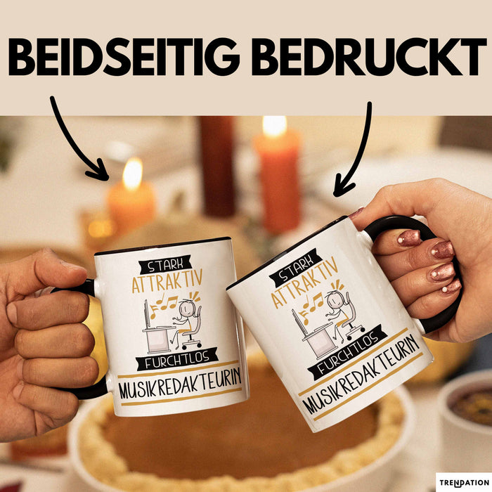 Musikredakteurin Tasse Geschenk Becher Stark Attraktiv Furchtlos Musikredakteurin Lustige Geschenkidee Trendation