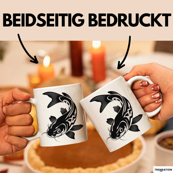 Karpfen Angelliebhaber Fischer Tasse Geschenk Lustige Geschenkidee Spruch Weiß Trendation