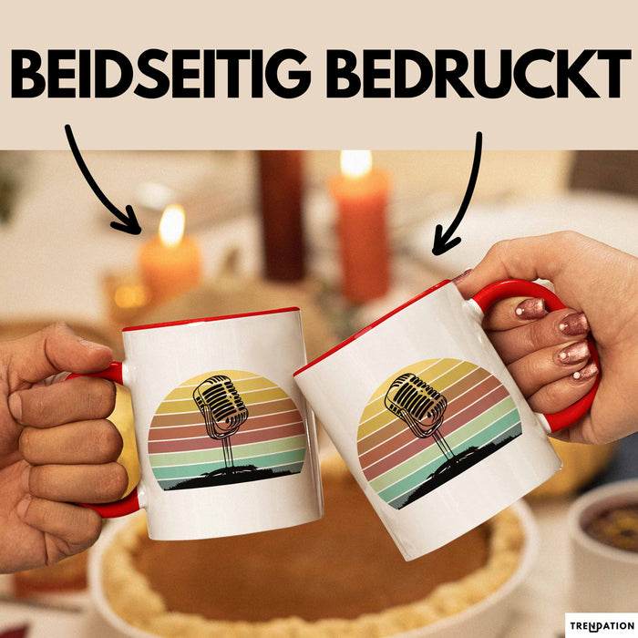 Sänger Tasse Geschenk Podcast Mikrophon Geschenkidee Mikrofon Becher Rot Trendation