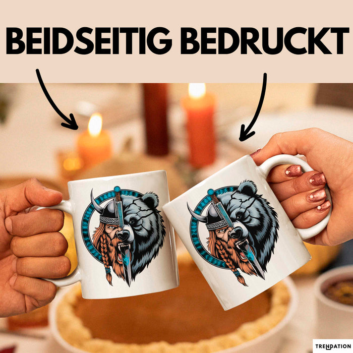 Nordischer Krieger Wikingerbär Tasse Geschenk Lustige Geschenkidee Spruch Weiß Trendation