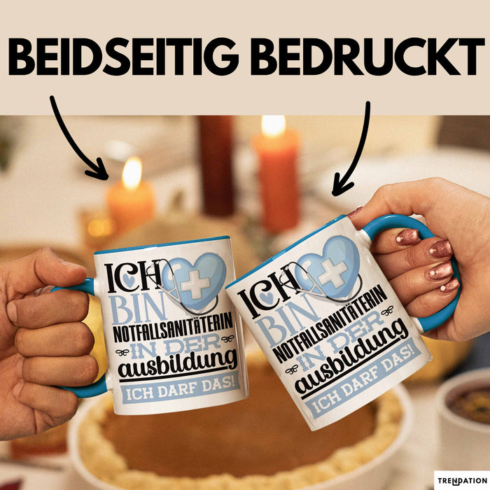 Notfallsanitäterin Ausbildung Start Geschenk Tasse Ich Bin Notfallsanitäterin In Der Ausbildung Ich Darf Das Kaffee-Becher Geschenkidee Blau Trendation