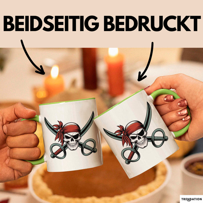 Piraten Fan Tasse Geschenkidee für Ahoy Abenteuerliebhaber Grün Trendation