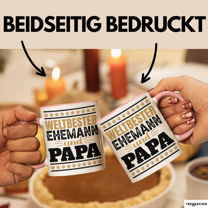 Lustige Tasse Geschenk Weltbester Ehemann Und Papa Becher Rosa Trendation