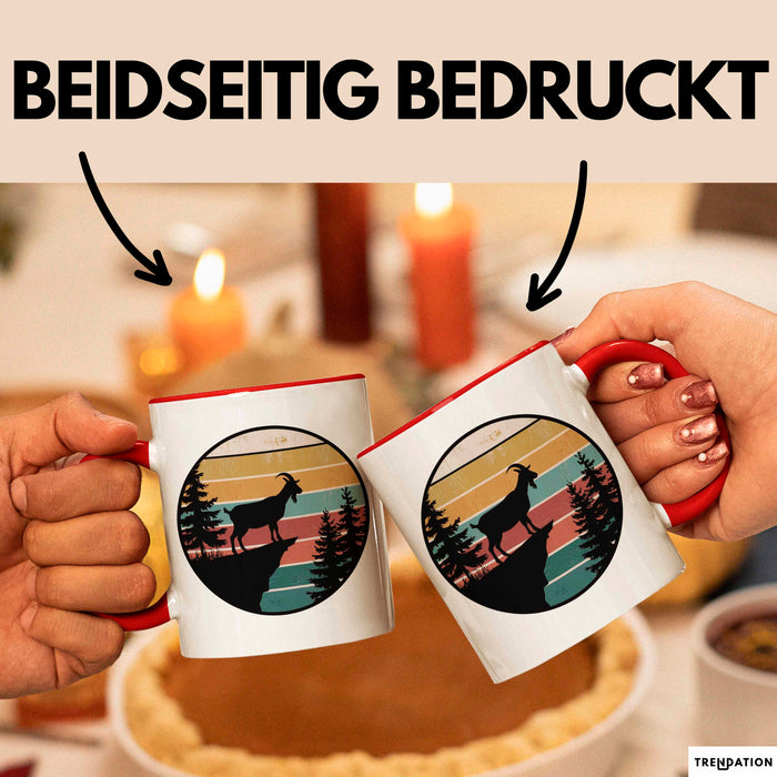 Ziegenbauer Ziegen Tier Retro Tasse Geschenk Lustige Geschenkidee Spruch Rot Trendation