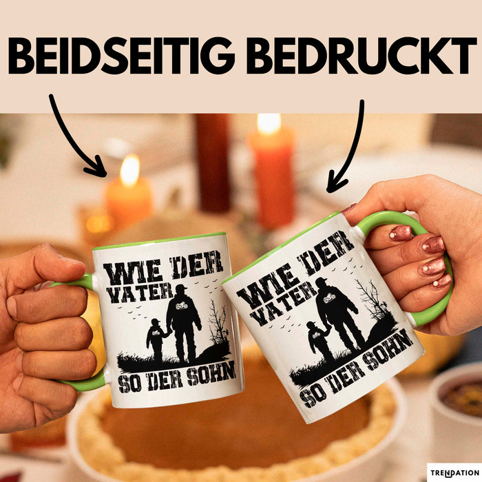Vater Sohn Tasse Geschenk Lustige Geschenkidee Spruch Motorrad-Fahrer Grün Trendation