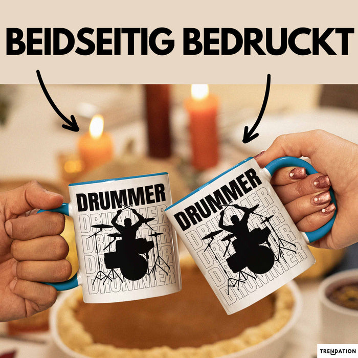 Drummer Schlagzeug-Spieler Geschenk Tasse Geschenkidee Kaffee-Becher Schlagzeuger Blau Trendation