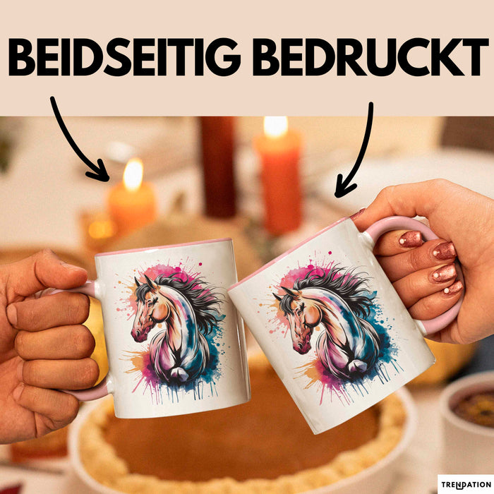 Pferde Tierliebhaber Tasse Geschenk Lustige Geschenkidee Spruch Rosa Trendation