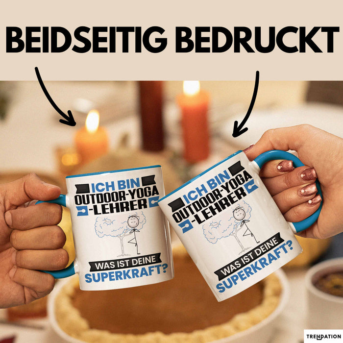Outdoor-Yoga-Lehrer Tasse Geschenk für Outdoor-Yoga-Lehrer Geburtstag Lustiger Spruch Kaffee-Becher Was Ist Deine Superkraft Blau Trendation