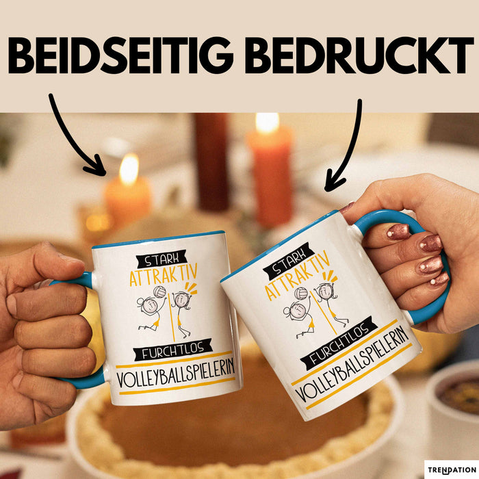 Volleyballspielerin Tasse Geschenk Becher Stark Attraktiv Furchtlos Volleyballspielerin Lustige Geschenkidee Blau Trendation