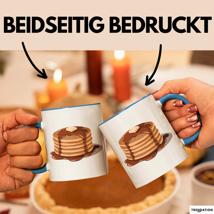 Pfannkuchen Süchtiger Tasse Geschenkidee für Morgen Stapel Blau Trendation
