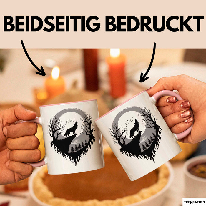 Wolf Tierliebhaber Tasse Geschenk Lustige Geschenkidee Spruch Rosa Trendation