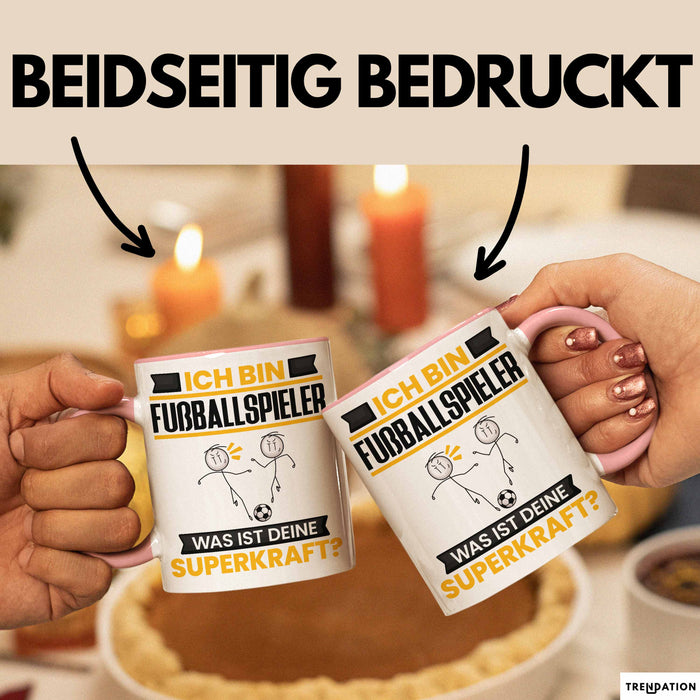 Fußballspieler Tasse Geschenk für Fußballspieler Geburtstag Lustiger Spruch Kaffee-Becher Was Ist Deine Superkraft Rosa Trendation