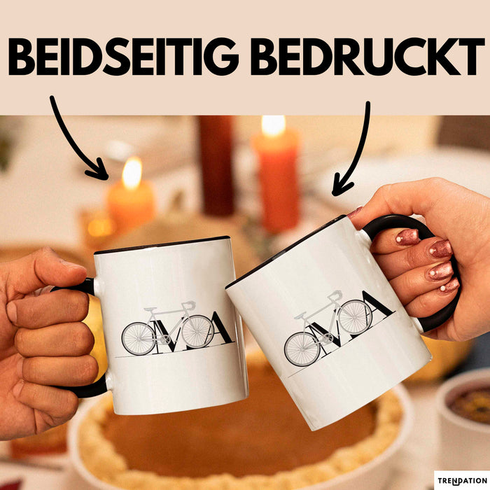 Oma Großmutter Tasse Becher Geschenk Lustige Geschenkidee Spruch Oma Fahrrad Radfahren Trendation