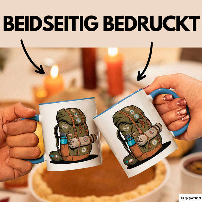 Rucksackreisender Tasse Geschenkidee für Wanderpfad Fans Blau Trendation