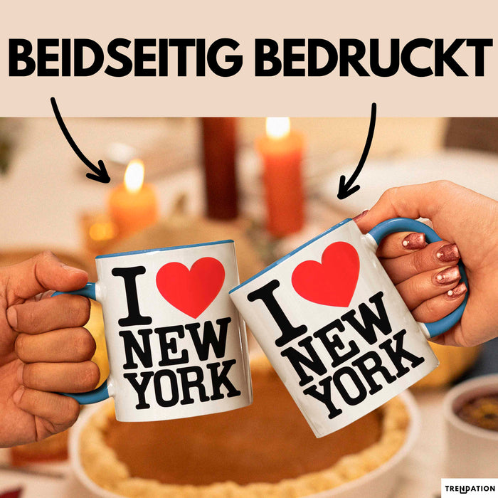 New York City USA Tasse Geschenk Lustige Geschenkidee Spruch Ich Liebe New York Blau Trendation