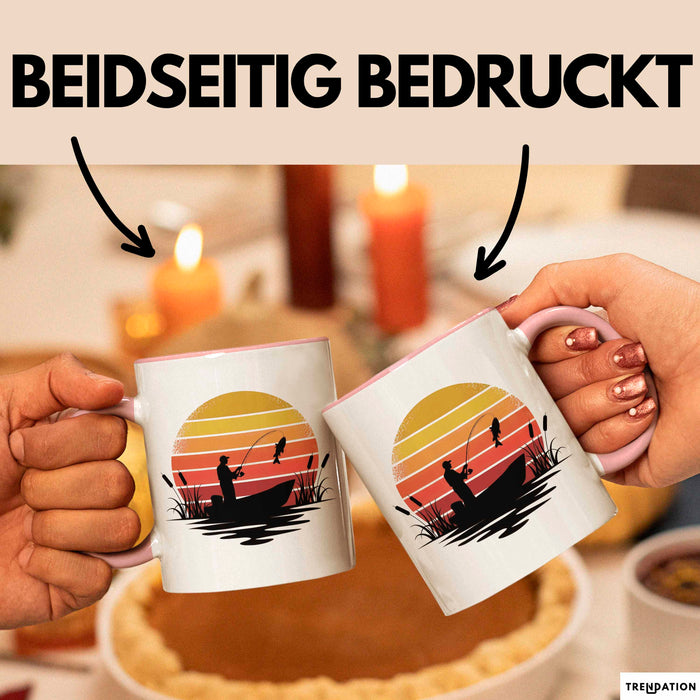 Angelliebhaber Fischer Retro Tasse Geschenk Lustige Geschenkidee Spruch Rosa Trendation