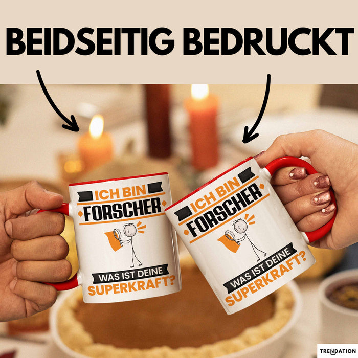 Forscher Tasse Geschenk für Forscher Geburtstag Lustiger Spruch Kaffee-Becher Was Ist Deine Superkraft Rot Trendation
